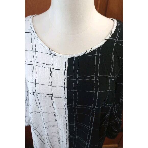 Ali Miles Black & White Tunic New Abstract Design Top Size XLCrepe - Picture 5 of 9